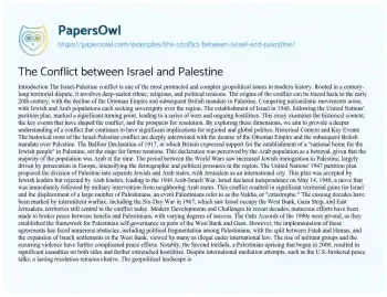 Essay on The Conflict between Israel and Palestine