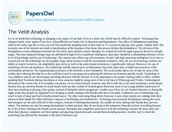 Essay on The Veldt Analysis