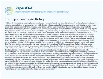 Essay on The Importance of Art History