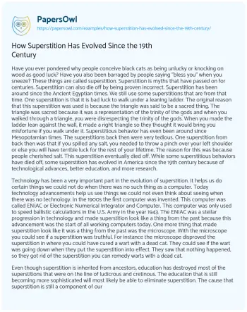 Essay on Superstitious Beliefs from Ancient Practices to Modern Times