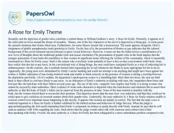 Essay on A Rose for Emily Theme