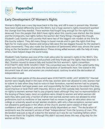 Essay on Early Development of Women’s Rights