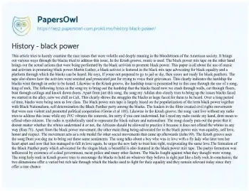 Essay on History – Black Power