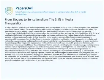 Essay on From Slogans to Sensationalism: the Shift in Media Manipulation