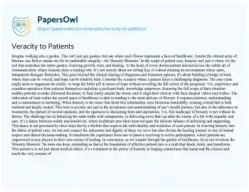 Essay on Veracity to Patients