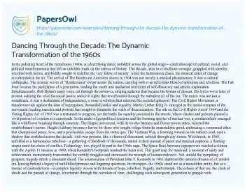 Essay on Dancing through the Decade: the Dynamic Transformation of the 1960s