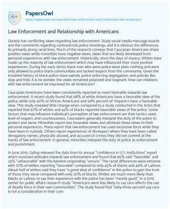 Essay on Law Enforcement and Relationship with Americans