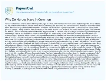 Essay on Why do Heroes have in Common