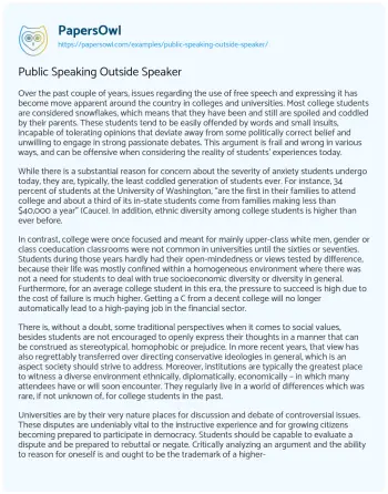 Essay on Public Speaking Outside Speaker