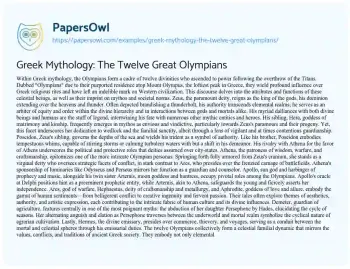 Essay on Greek Mythology: the Twelve Great Olympians