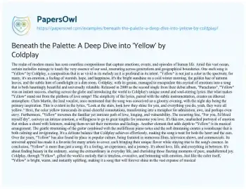 Essay on Beneath the Palette: a Deep Dive into ‘Yellow’ by Coldplay