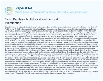 Essay on Cinco De Mayo: a Historical and Cultural Examination