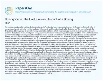 Essay on BoxingScene: the Evolution and Impact of a Boxing Hub