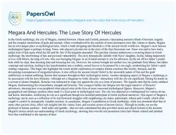 Essay on Megara and Hercules: the Love Story of Hercules