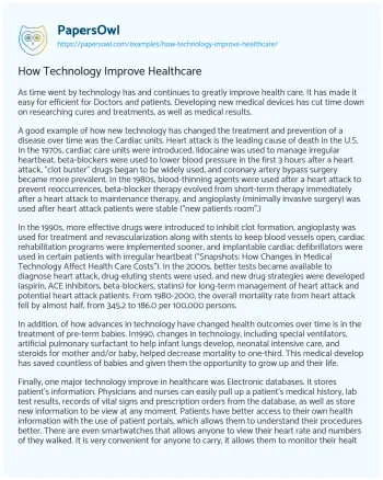 Essay on How Technology Improve Healthcare