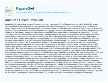 Essay on American Dream Definition