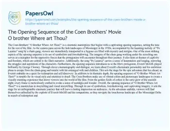 Essay on The Opening Sequence of the Coen Brothers’ Movie O Brother where Art Thou?