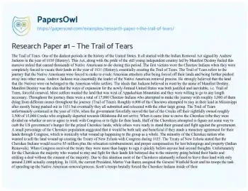 Essay on Research Paper #1 – the Trail of Tears