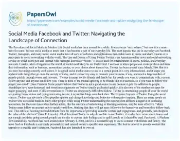 Essay on Social Media Facebook and Twitter: Navigating the Landscape of Connection