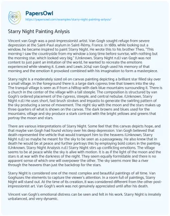 Essay on Starry Night Painting Anlysis