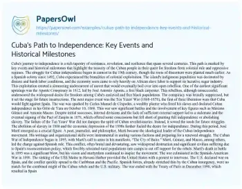 Essay on Cuba’s Path to Independence: Key Events and Historical Milestones