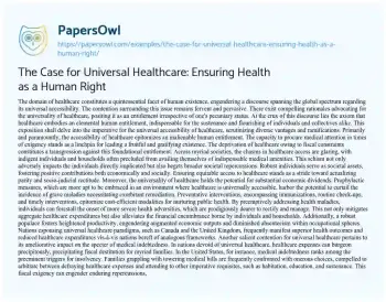 Essay on The Case for Universal Healthcare: Ensuring Health as a Human Right