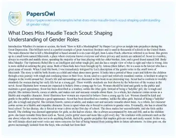 Essay on What does Miss Maudie Teach Scout: Shaping Understanding of Gender Roles