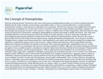 Essay on the Concept of Homophobia