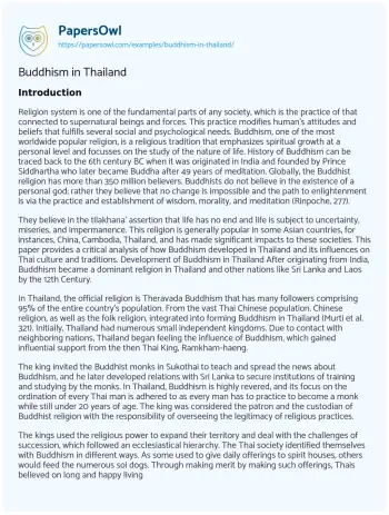 Essay on Buddhism in Thailand