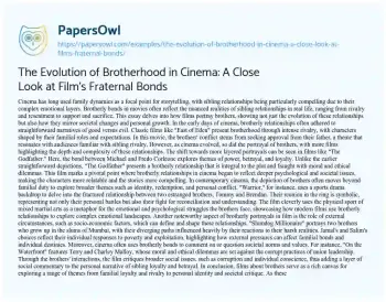 Essay on The Evolution of Brotherhood in Cinema: a Close Look at Film’s Fraternal Bonds