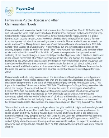 Essay on Feminism in Purple Hibiscus and other Chimamanda’s Novels