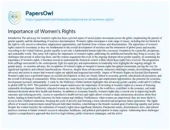 Essay on Importance of Women’s Rights