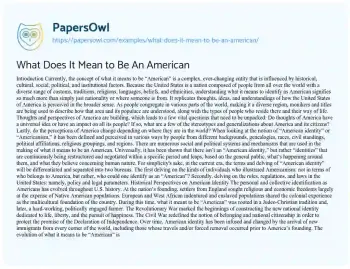 Essay on What does it Mean to be an American