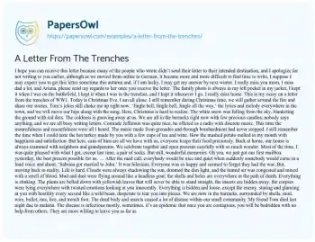 Essay on A Letter from the Trenches