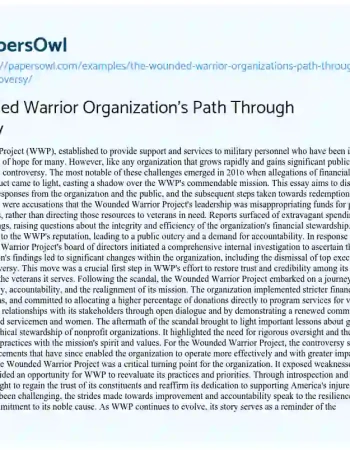 Essay on The Wounded Warrior Organization’s Path through Controversy