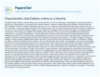 Essay on Characteristics that Defines a Hero or a Heroine