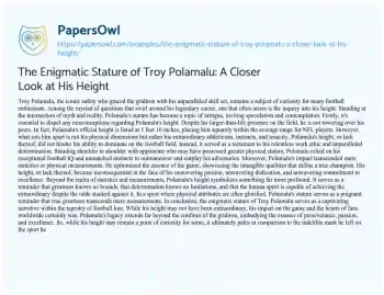 Essay on The Enigmatic Stature of Troy Polamalu: a Closer Look at his Height