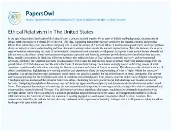 Essay on Ethical Relativism in the United States