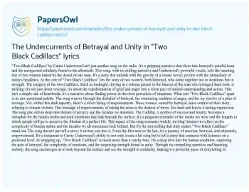 Essay on The Undercurrents of Betrayal and Unity in “Two Black Cadillacs” Lyrics