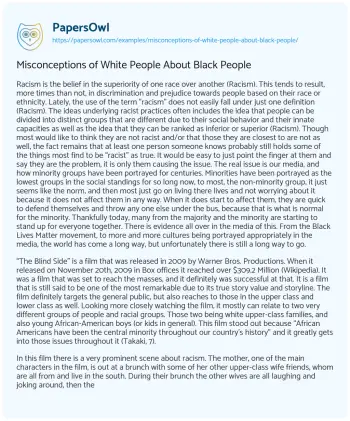 Essay on Misconceptions of White People about Black People