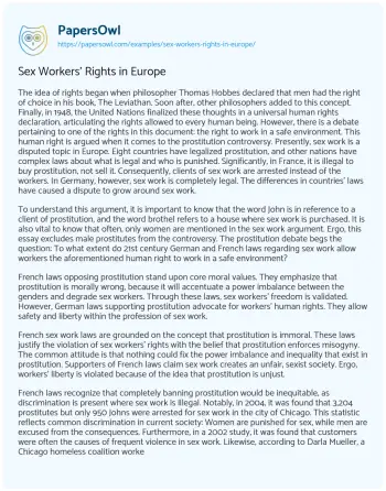 Essay on Sex Workers’ Rights in Europe