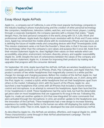 Essay on Essay about Apple AirPods