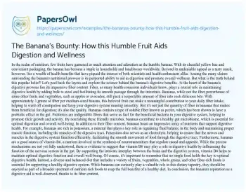 Essay on The Banana’s Bounty: how this Humble Fruit Aids Digestion and Wellness