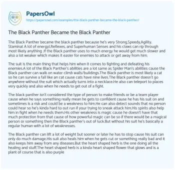 Essay on The Black Panther Became the Black Panther