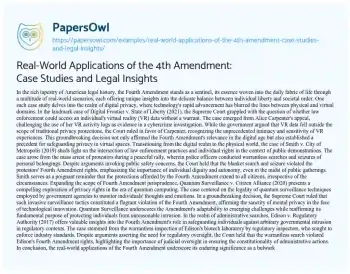 Essay on Real-World Applications of the 4th Amendment: Case Studies and Legal Insights