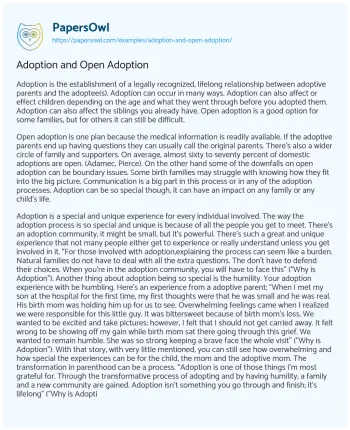 Essay on Adoption and Open Adoption