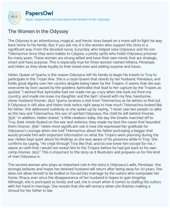 Essay on The Women in the Odyssey