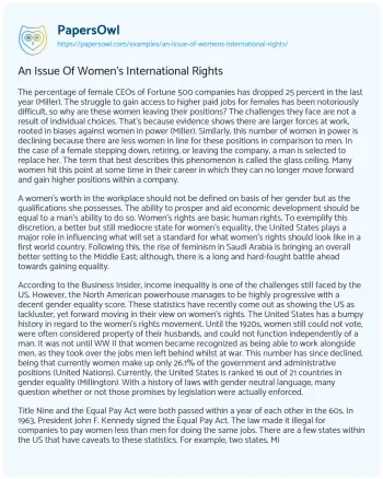 Essay on Challenges and Progress in Gender Equality