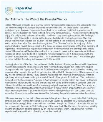 Essay on Dan Millman’s the Way of the Peaceful Warrior