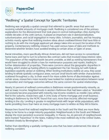 Essay on “Redlining” a Spatial Concept for Specific Territories